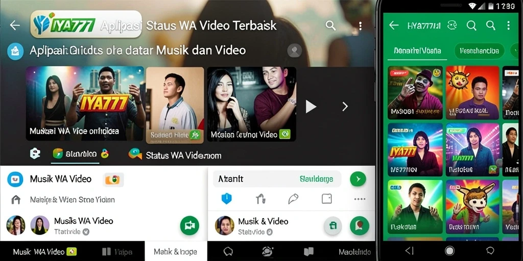 Antarmuka pengguna IYA777 untuk status WA video yang menarik dan sederhana.