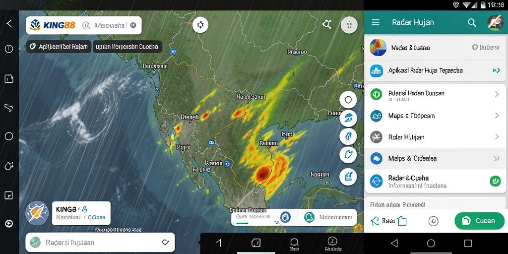 Tampilan antarmuka utama KING88 dengan informasi radar hujan.