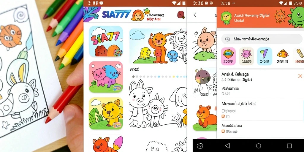 Tampilan antarmuka aplikasi Mewarnai Digital SIA777 yang menyenangkan.