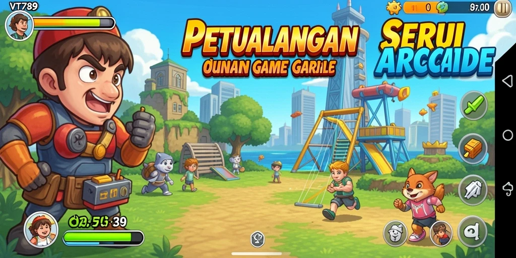 Antarmuka VT789 menampilkan grafis cerah dan gameplay yang dinamis.